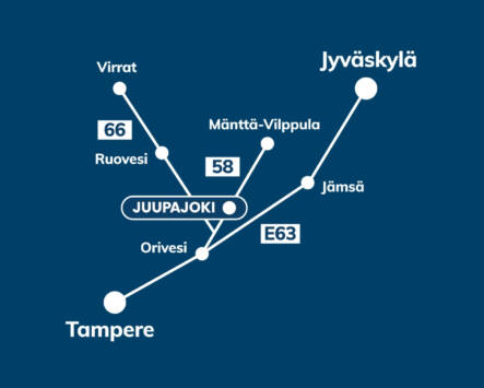 Koristeena karttakuva Juupajoen sijainnista.